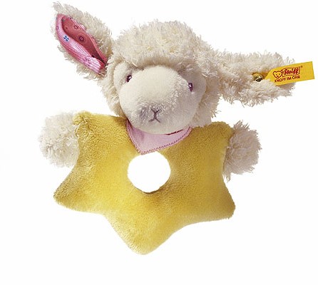 Retired Steiff Bears - LAMB WITH STAR GRIP TOY PINK 12CM