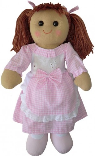 Retired Bears and Animals - RAG DOLL WITH PINK GINGHAM APRON 40CM