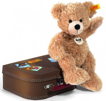 Steiff Classic Teddy Bears - FYNN TEDDY BEAR IN SUITCASE BEIGE 28CM