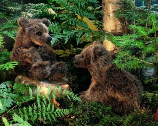Retired Kosen Animals - BROWN BEAR SLOUCHING <BR> 26CM