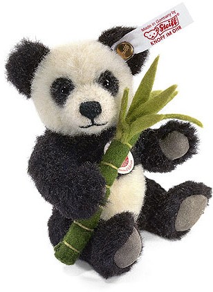 Retired Steiff Bears - ALPACA PANDA + BAMBOO BLACK/WHITE 10CM