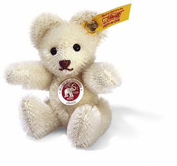 Retired Steiff Bears - MOHAIR MINI TEDDY BEAR WHITE 8CM