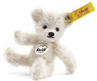 Retired Steiff Bears - MOHAIR MINI TEDDY BEAR WHITE 8CM