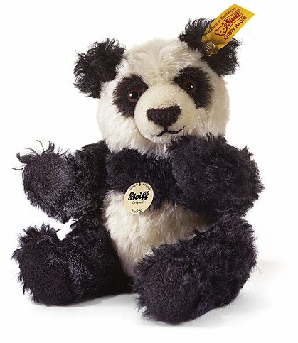 Retired Steiff Bears - PADDY PANDA MOHAIR BLACK/WHITE 20CM