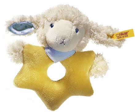 Retired Steiff Bears - LAMB WITH STAR GRIP TOY BLUE 12CM