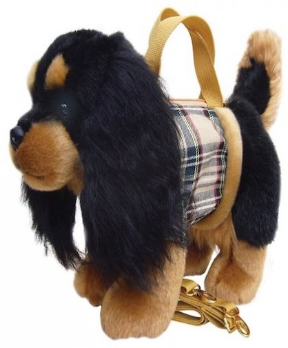 Retired Faithful Friends - CAVALIER BLK/TAN SOFT TOY DOG HANDBAG/SHOULDER BAG 12"