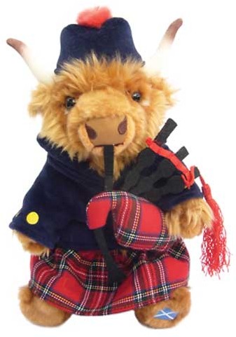 Retired Faithful Friends - HIGHLAND COW TARTAN PIPER 30.5CM