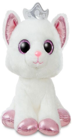 Retired Aurora - SPARKLE TAILS DUCHESS WHITE CAT WITH CROWN 7"