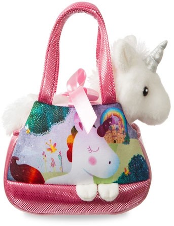 Retired Aurora - FANCY PALS MELODY UNICORN IN PINK HANDBAG 20CM