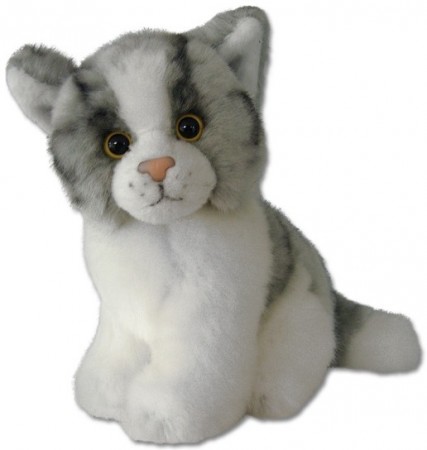 Retired Bears and Animals - GREY & WHITE CUDDLY CAT 16.5CM