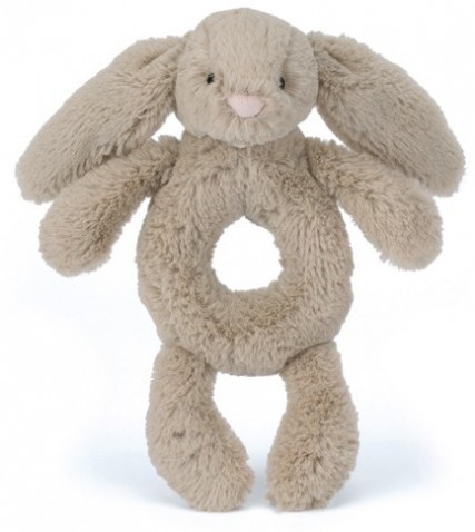 Retired Jellycat at Corfe Bears - BASHFUL BUNNY GRABBER RATTLE BEIGE 18CM