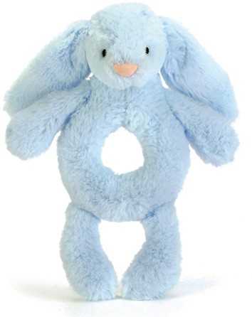 Retired Jellycat at Corfe Bears - BASHFUL BUNNY GRABBER RATTLE BLUE 18CM