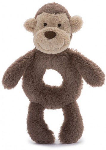 Retired Jellycat at Corfe Bears - BASHFUL MONKEY BABY GRABBER 18CM