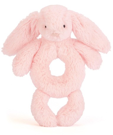 Retired Jellycat at Corfe Bears - BASHFUL BUNNY GRABBER RATTLE PINK 18CM