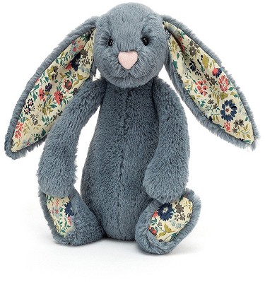 Retired Jellycat at Corfe Bears - BLOSSOM BUNNY DUSKY BLUE SMALL 18CM