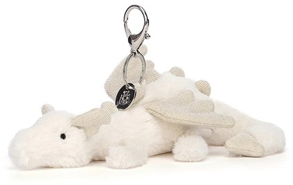 Retired Jellycat at Corfe Bears - SNOW DRAGON BAG CHARM 22CM