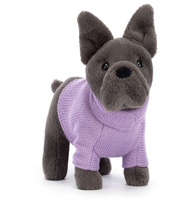 Retired Jellycat at Corfe Bears - SWEATER FRENCH BULLDOG PURPLE 19CM