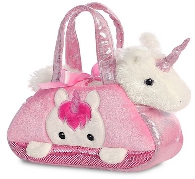 Retired Aurora - FANCY PALS PEEK-A-BOO UNICORN IN PINK HANDBAG 20CM