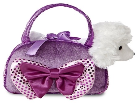 Retired Bears and Animals - FANCY PAL POODLE PURPLE WITH BOW IN HANDBAG 8"