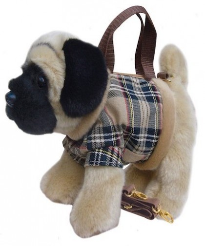 Retired Faithful Friends - PUG SOFT TOY DOG HANDBAG/SHOULDER BAG 12"