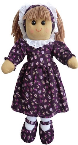 Retired Other - RAG DOLL WITH PURPLE CORD DRESS 40CM