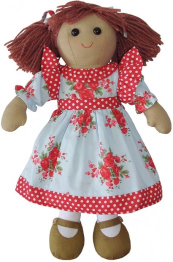 Retired Bears and Animals - RAG DOLL WITH RED ROSE DRESS 40CM