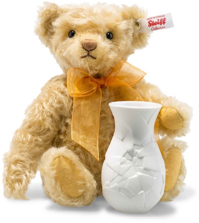 Retired Steiff Bears - SUNFLOWER TEDDY BEAR WITH VASE 24CM