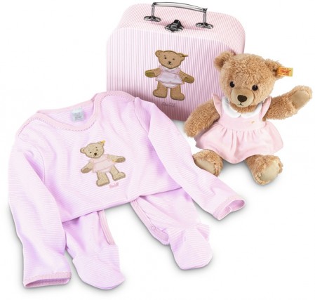 Retired Steiff Bears - SLEEP WELL BEAR SUITCASE GIFT SET PINK