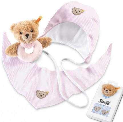 Retired Steiff Bears - SLEEP WELL BEAR GRIP TOY GIFT SET PINK