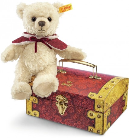 Retired Steiff Bears - CLARA TEDDY BEAR IN TREASURE CHEST 23CM