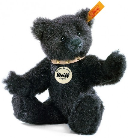 Retired Steiff Bears - CLASSIC TEDDY BEAR ALPACA BLK/GREY 18CM