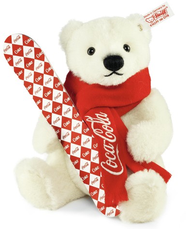 Retired Steiff Bears - COCA COLA POLAR BEAR SNOWBOARD