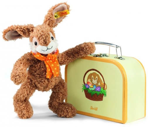 Retired Steiff Bears - JOLLY RABBIT IN SUITCASE 26CM