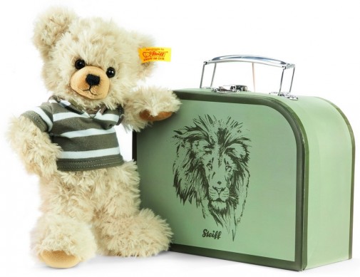 Retired Steiff Bears - LENNI TEDDY BEAR IN SUITCASE 22CM