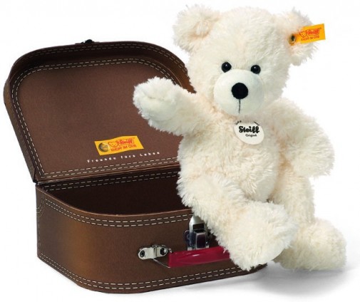 Retired Steiff Bears - LOTTE TEDDY BEAR IN SUITCASE WHITE 28CM