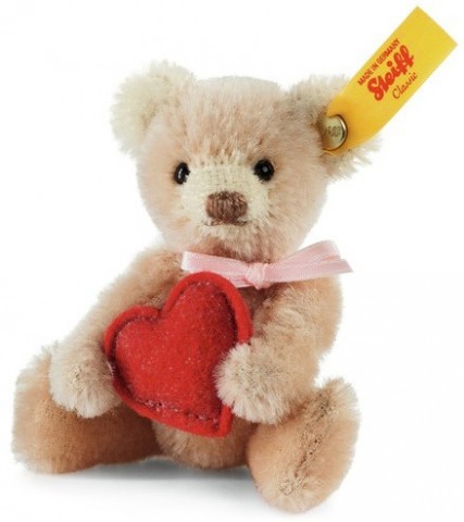 Retired Steiff Bears - MINI PINK BEAR WITH HEART 10CM