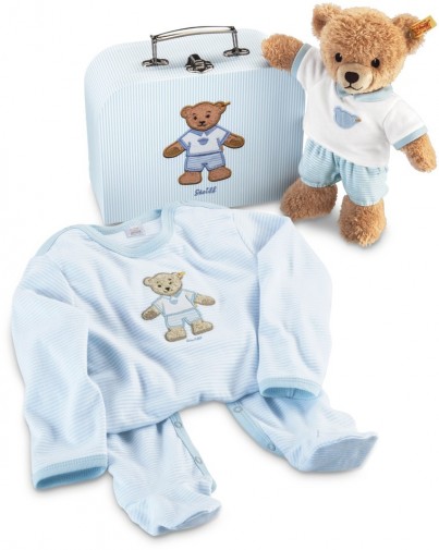 Retired Steiff Bears - SLEEP WELL BEAR SUITCASE GIFT SET BLUE