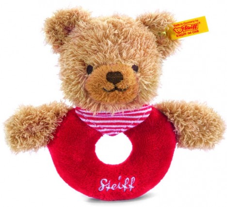 Retired Steiff Bears - SLEEP WELL BEAR GRIP TOY RED