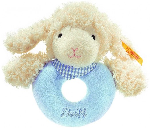 Retired Steiff Bears - SWEET DREAMS LAMB GRIP TOY BLUE 12CM