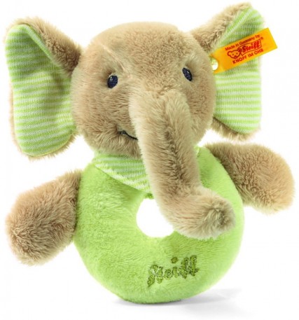 Retired Steiff Bears - TRAMPILI ELEPHANT GRIP TOY GREEN 12CM