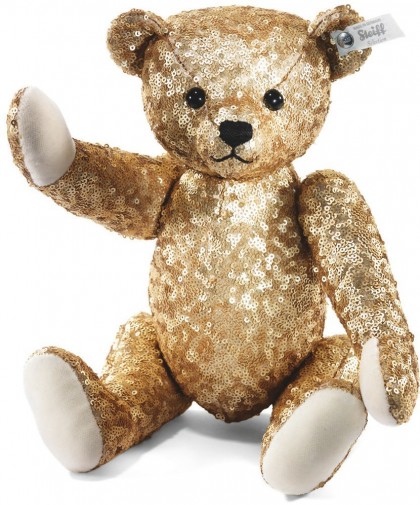 Retired Steiff Bears - SELECTION GOLD SEQUIN TEDDY BEAR 32CM