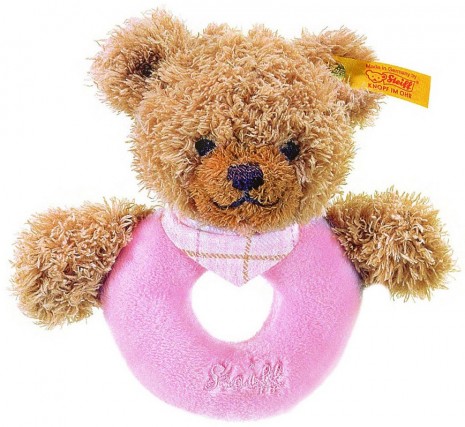 Retired Steiff Bears - SLEEP WELL BEAR GRIP TOY PINK