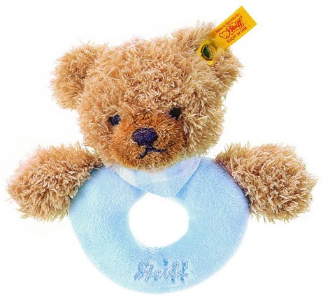 Retired Steiff Bears - SLEEP WELL BEAR GRIP TOY BLUE