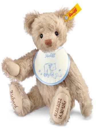 Retired Steiff Bears - TEDDY BEAR BIRTH BEIGE PERSONALISED MOHAIR 27CM