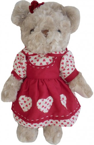 Retired Bears and Animals - TEDDY BEAR IN LOVE HEART DRESS 30CM