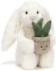 CREAM BUNNY WITH PLANT 31CM